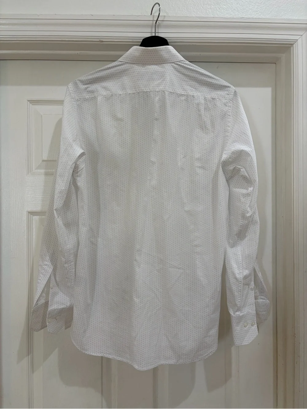 Carolina Herrera CH White Blue Micro Dot Dress Shirt Men’s 15.5 Luxury Button - Picture 5 of 7